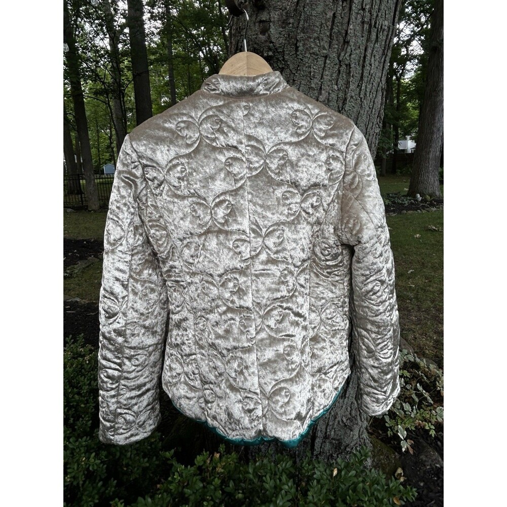 Women's Diesel Crushed Velvet Quilted Jacket Size Large Zip Front Pockets - Picture 9 of 10